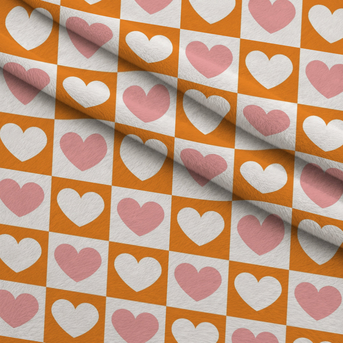 Retro Daisy Checkers Pattern 8 Fleece Fabric — fleece fabric folded close-up preview (mv-fleece-v1:lying)