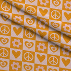 Retro Daisy Checkers Pattern 9 Fleece Fabric — fleece fabric folded close-up preview (mv-fleece-v1:lying)
