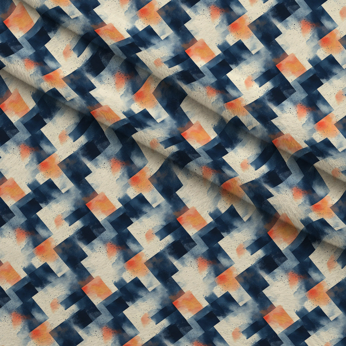 Retro Ember Wash Pattern 4 Fleece Fabric — fleece fabric folded close-up preview (mv-fleece-v1:lying)