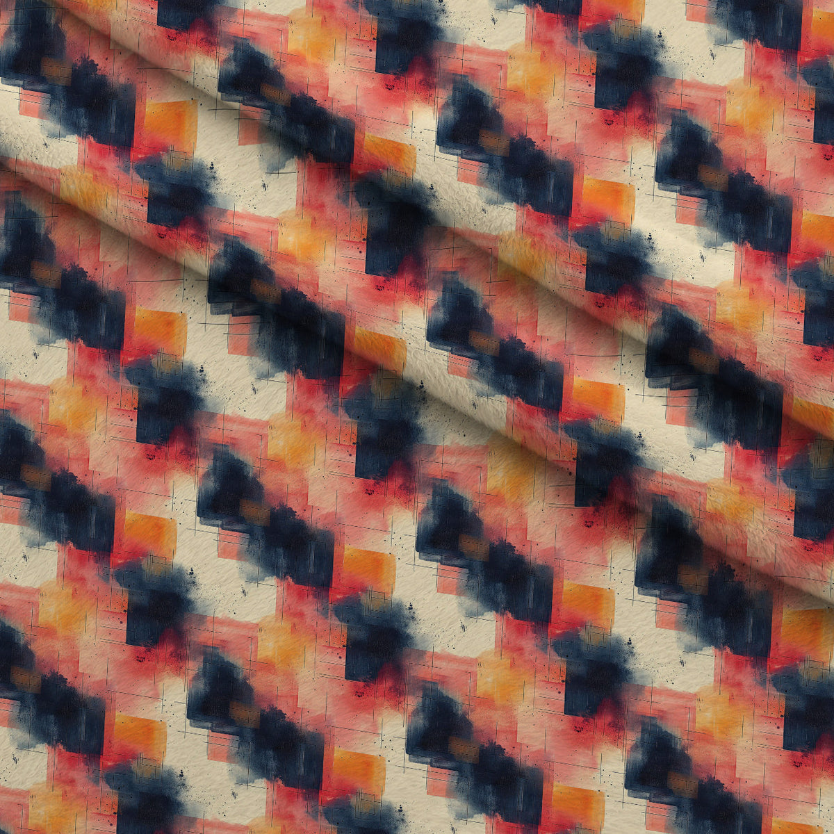 Retro Ember Wash Pattern 6 Fleece Fabric — fleece fabric folded close-up preview (mv-fleece-v1:lying)