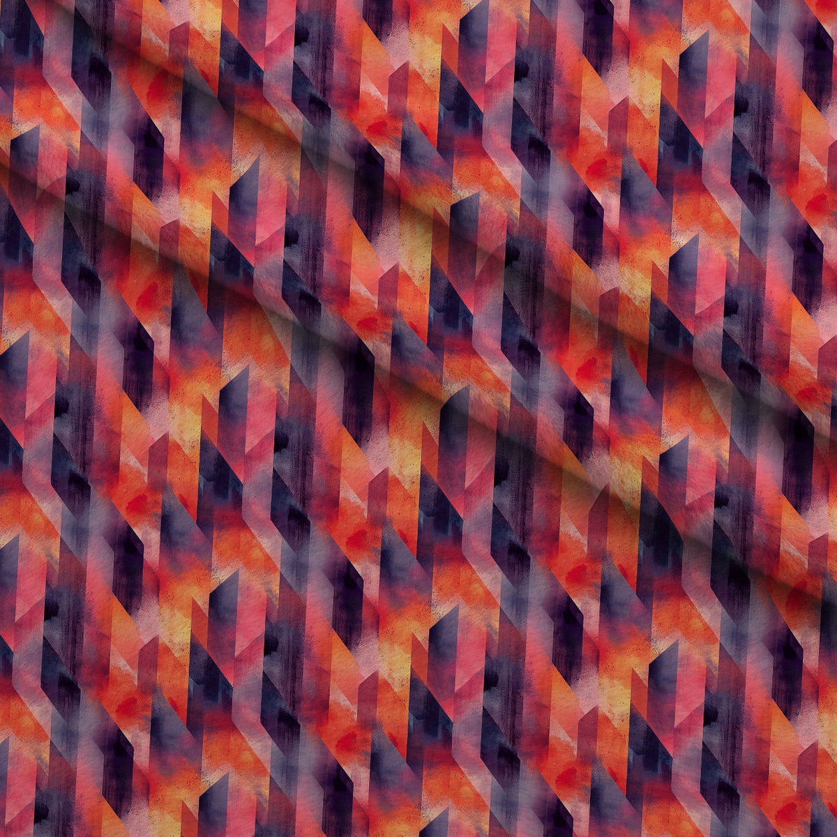 Retro Ember Wash Pattern 9 Fleece Fabric — fleece fabric folded close-up preview (mv-fleece-v1:lying)
