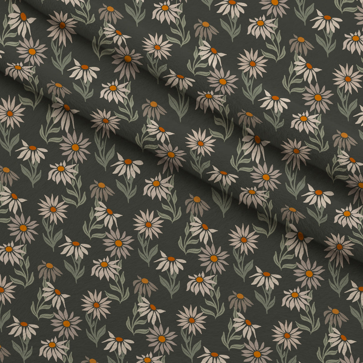 Retro Floral Pattern 3 Fleece Fabric — fleece fabric folded close-up preview (mv-fleece-v1:lying)