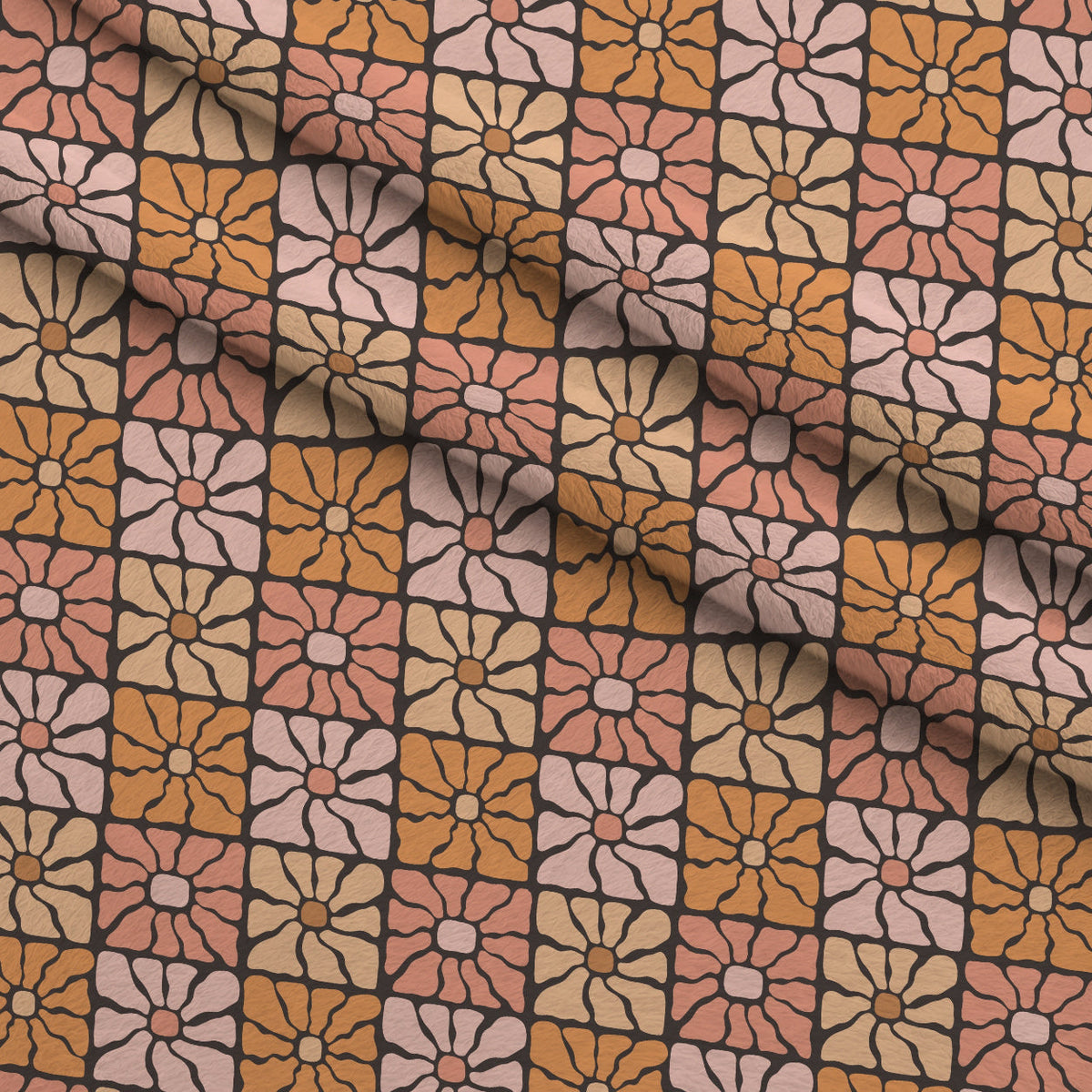 Retro Floral Pattern 5 Fleece Fabric — fleece fabric folded close-up preview (mv-fleece-v1:lying)