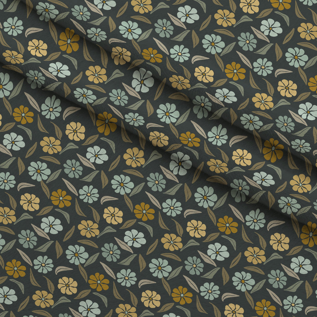 Retro Floral Pattern 8 Fleece Fabric — fleece fabric folded close-up preview (mv-fleece-v1:lying)