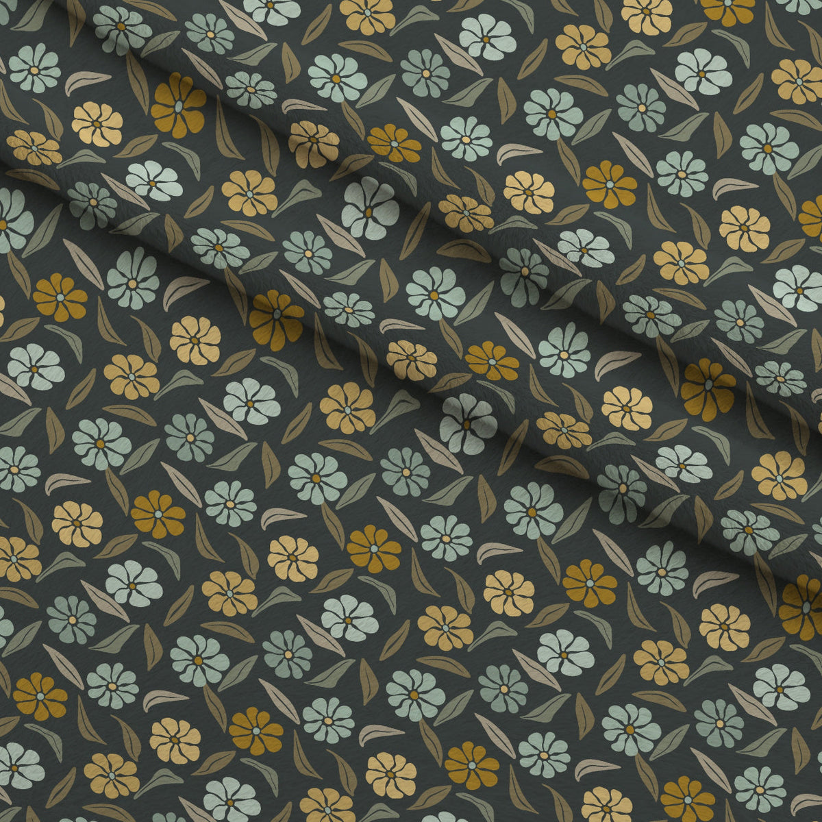 Retro Floral Pattern 8 Fleece Fabric — fleece fabric folded close-up preview (mv-fleece-v1:lying)