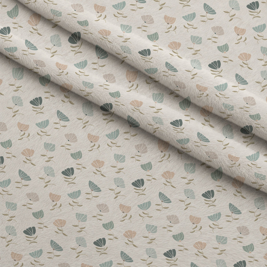 Retro Floral Pattern 9 Fleece Fabric — fleece fabric folded close-up preview (mv-fleece-v1:lying)