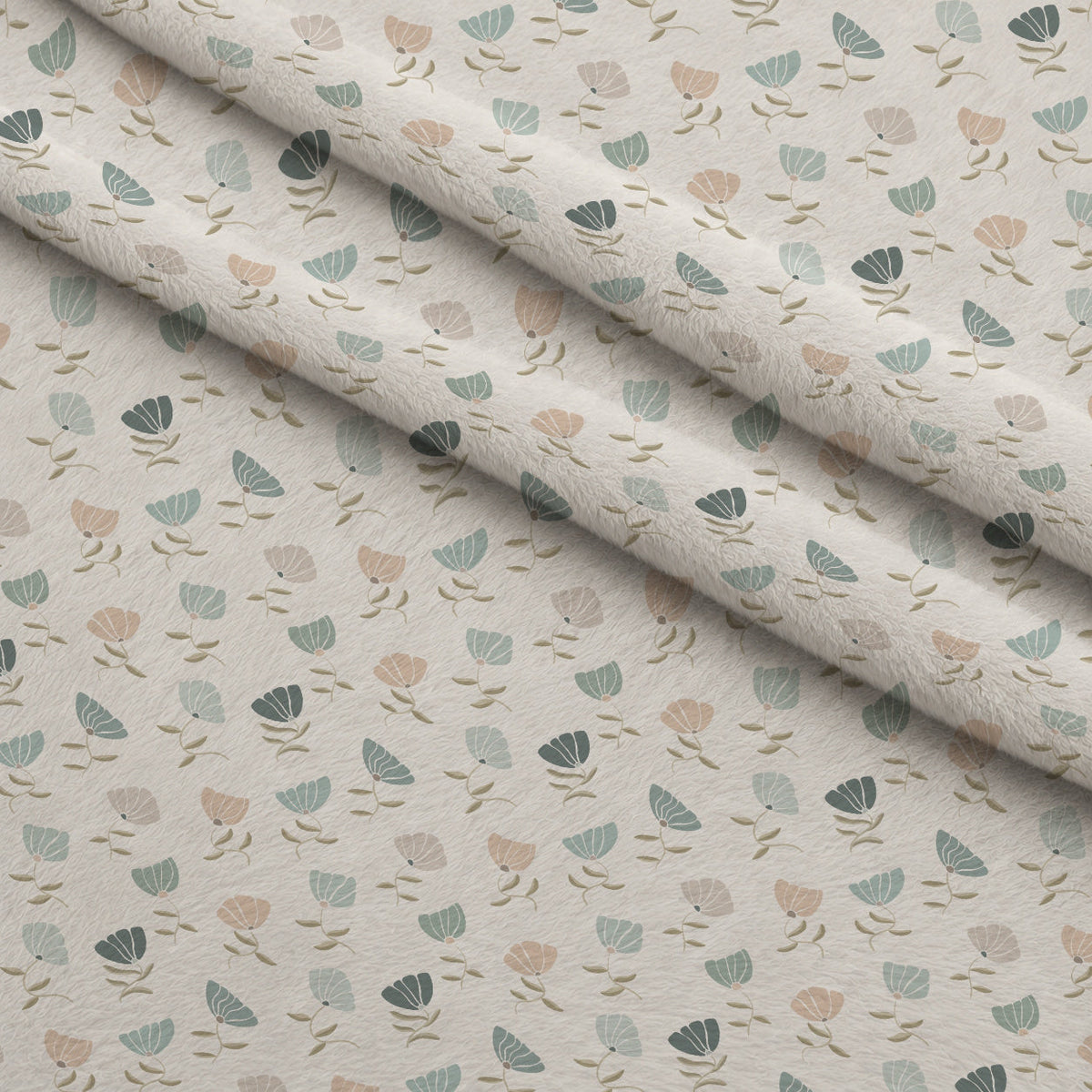 Retro Floral Pattern 9 Fleece Fabric — fleece fabric folded close-up preview (mv-fleece-v1:lying)