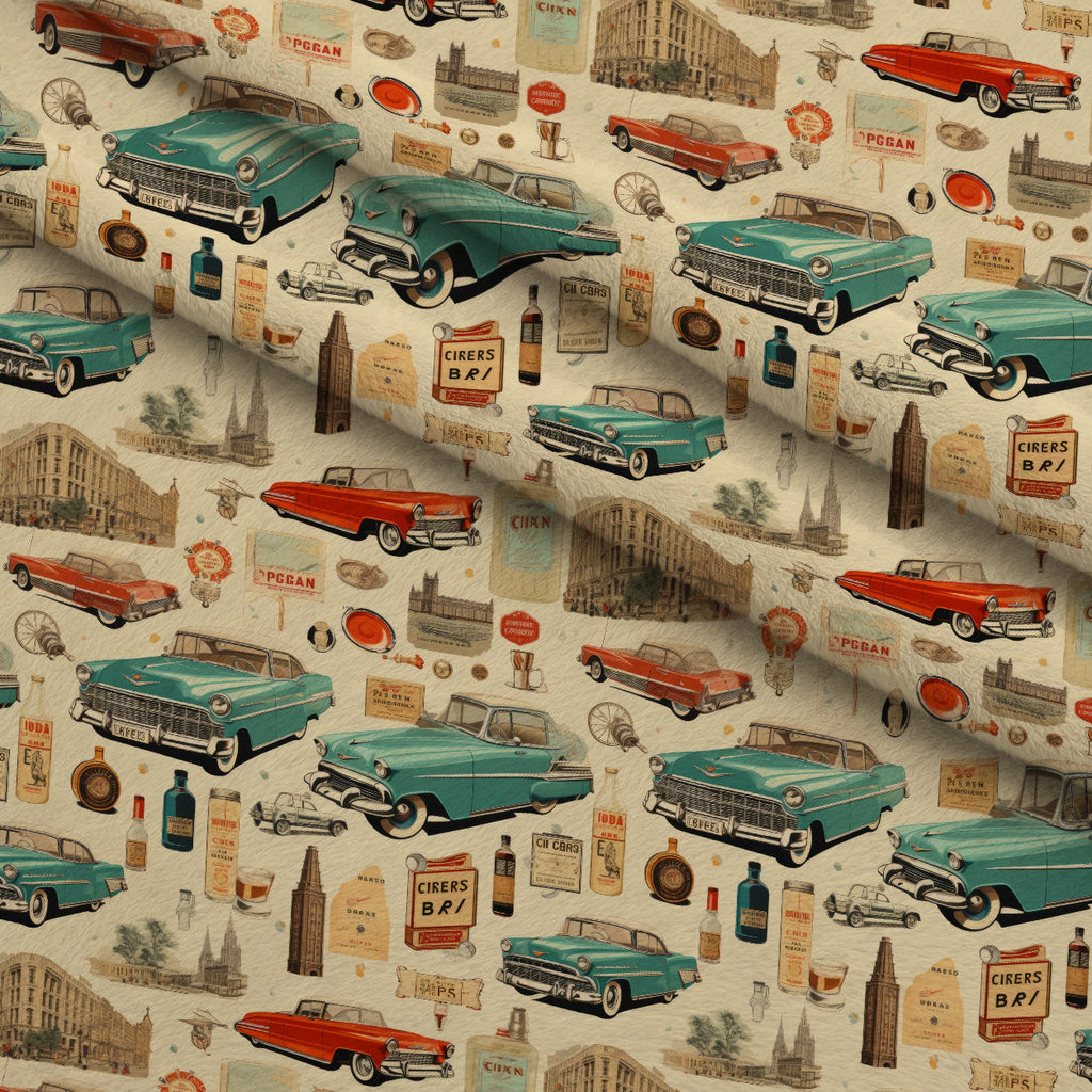 Retro Keepsakes Pattern 12 Fleece Fabric — fleece fabric folded close-up preview (mv-fleece-v1:lying)