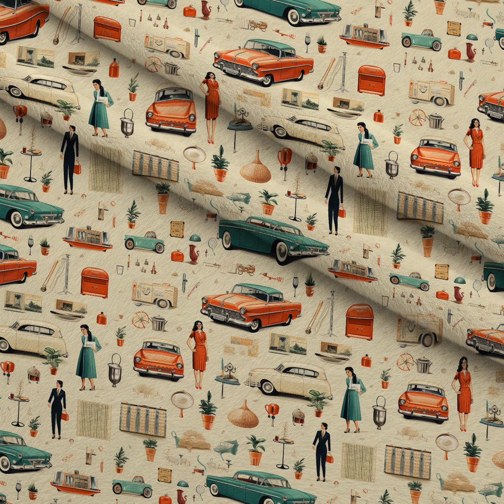 Retro Keepsakes Pattern 15 Fleece Fabric — fleece fabric folded close-up preview (mv-fleece-v1:lying)