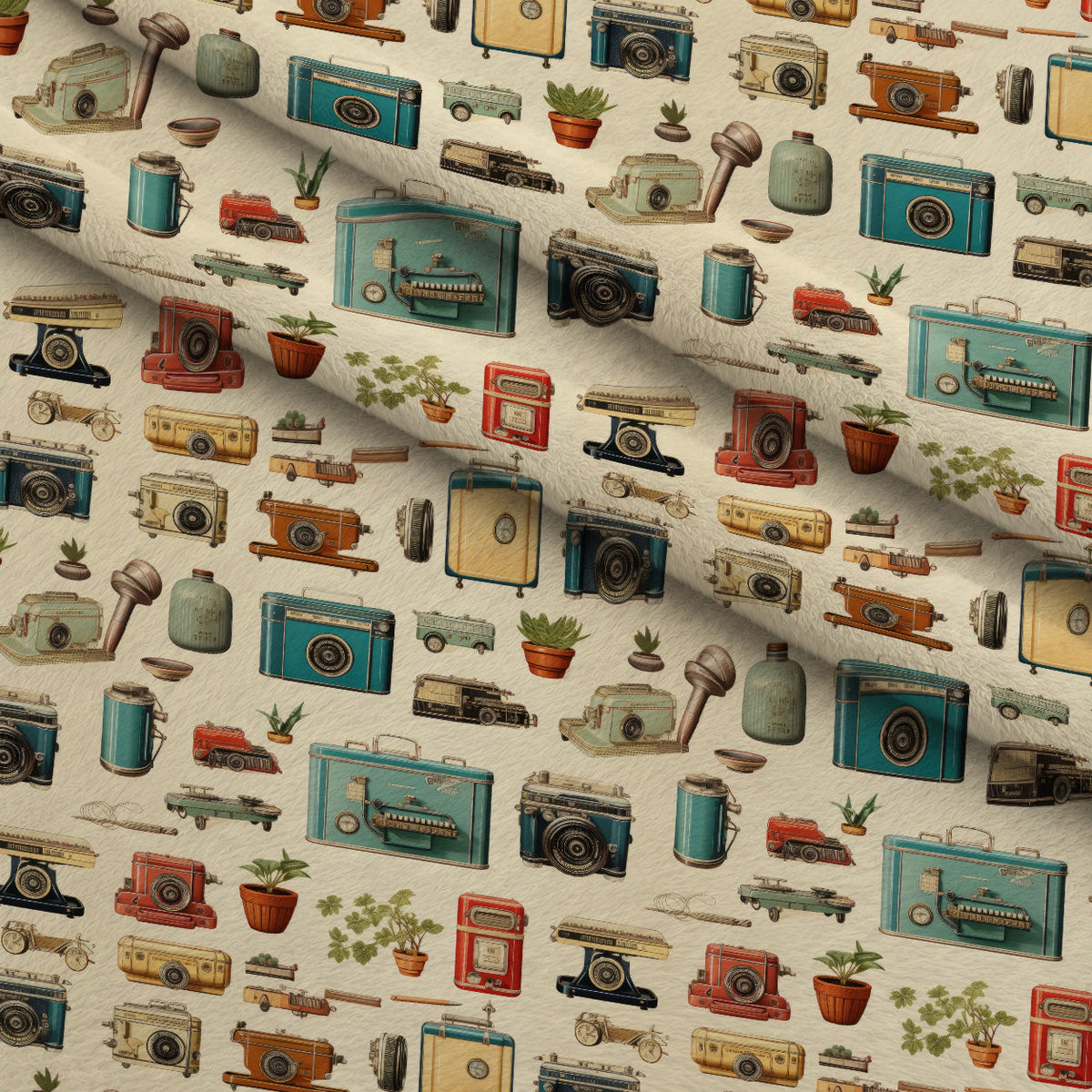 Retro Keepsakes Pattern 18 Fleece Fabric — fleece fabric folded close-up preview (mv-fleece-v1:lying)