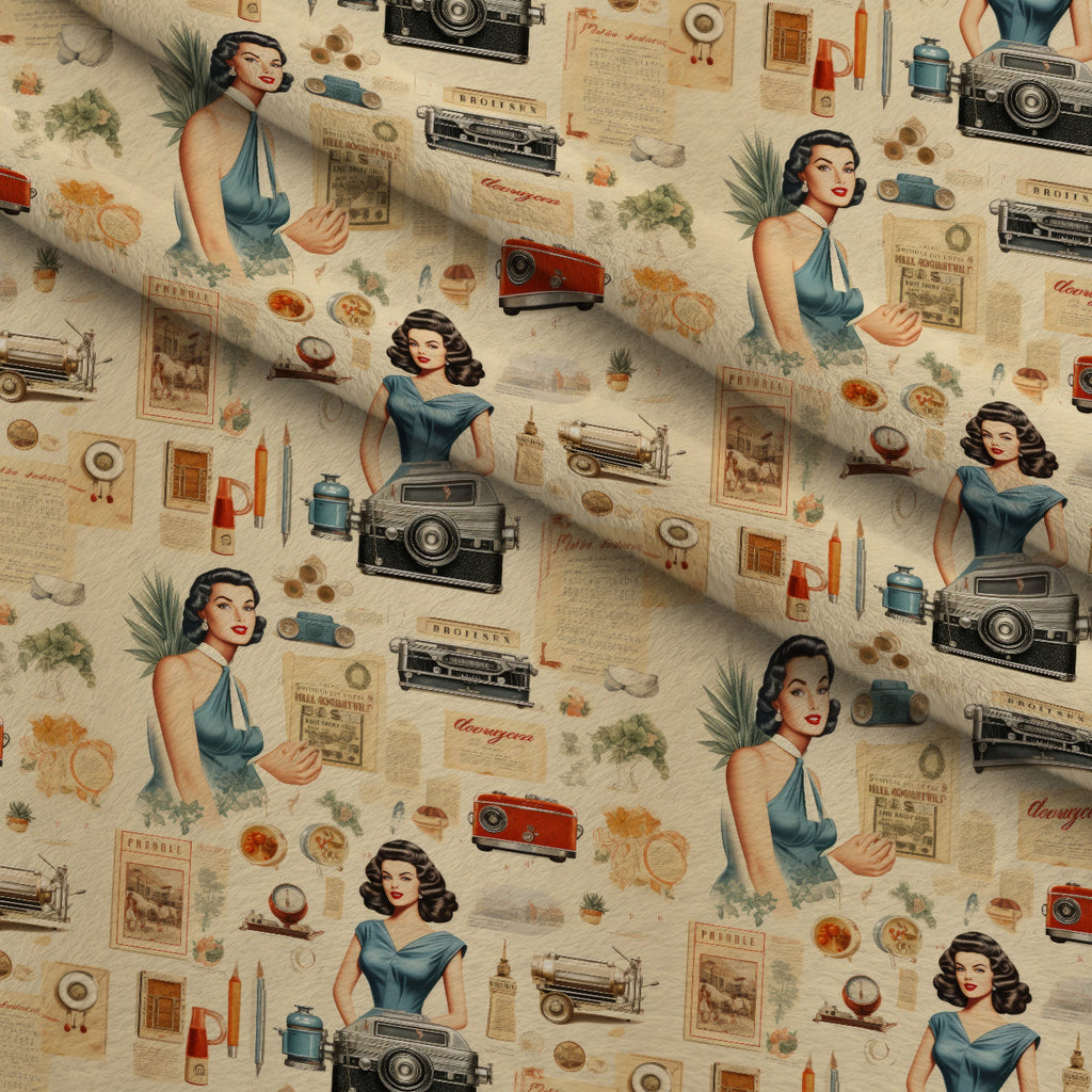 Retro Keepsakes Pattern 2 Fleece Fabric — fleece fabric folded close-up preview (mv-fleece-v1:lying)