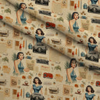 Retro Keepsakes Pattern 2 Fleece Fabric — fleece fabric folded close-up preview (mv-fleece-v1:lying)