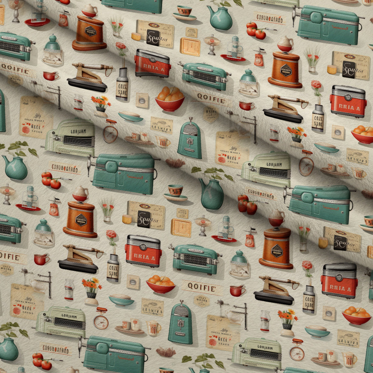 Retro Keepsakes Pattern 25 Fleece Fabric — fleece fabric folded close-up preview (mv-fleece-v1:lying)