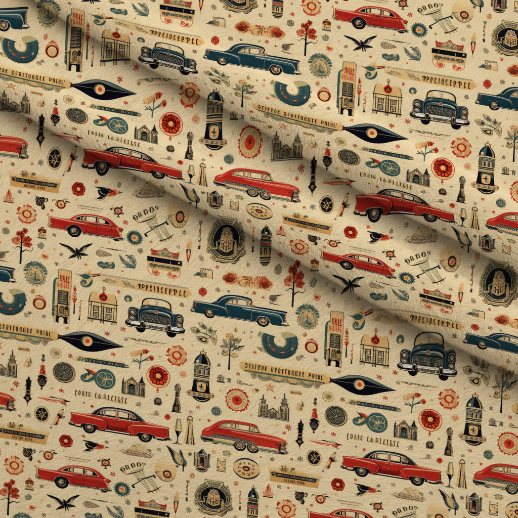Retro Keepsakes Pattern 27 Fleece Fabric — fleece fabric folded close-up preview (mv-fleece-v1:lying)