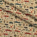 Retro Keepsakes Pattern 27 Fleece Fabric — fleece fabric folded close-up preview (mv-fleece-v1:lying)
