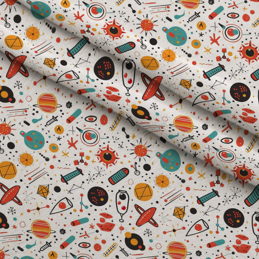 Retro Lab Pattern 1 Fleece Fabric — fleece fabric folded close-up preview (mv-fleece-v1:lying)