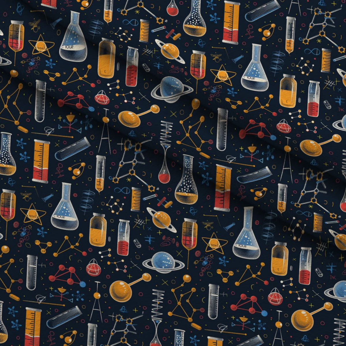 Retro Lab Pattern 11 Fleece Fabric — fleece fabric folded close-up preview (mv-fleece-v1:lying)
