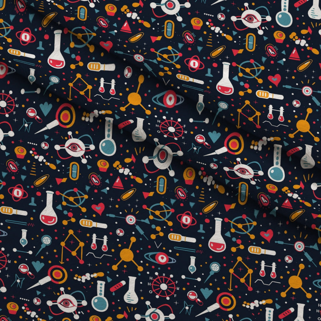 Retro Lab Pattern 12 Fleece Fabric — fleece fabric folded close-up preview (mv-fleece-v1:lying)