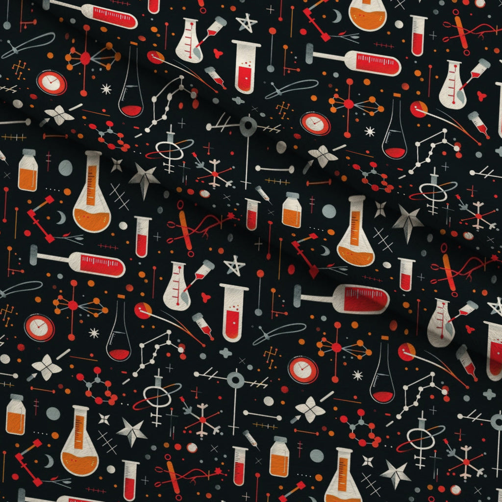 Retro Lab Pattern 16 Fleece Fabric — fleece fabric folded close-up preview (mv-fleece-v1:lying)