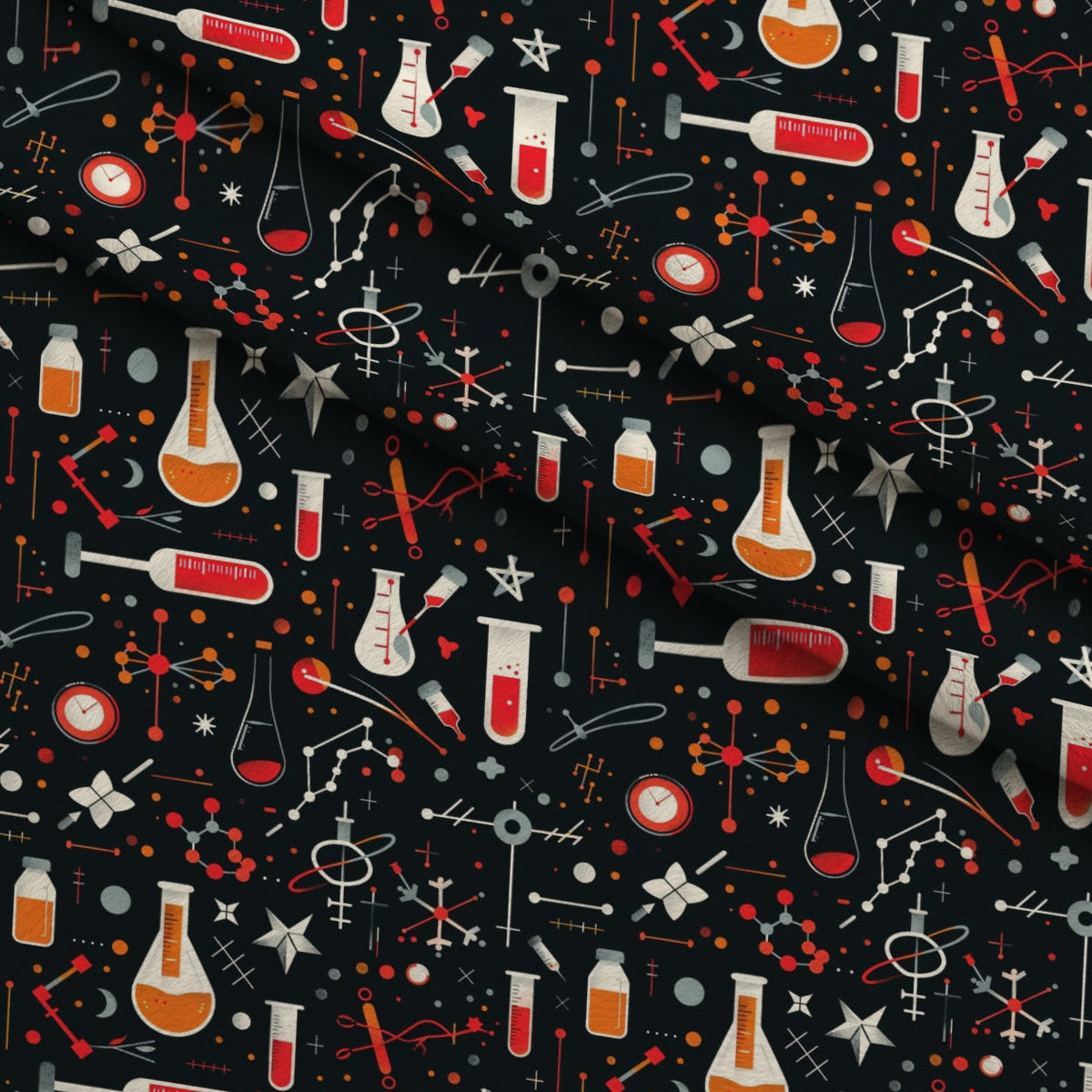 Retro Lab Pattern 16 Fleece Fabric — fleece fabric folded close-up preview (mv-fleece-v1:lying)