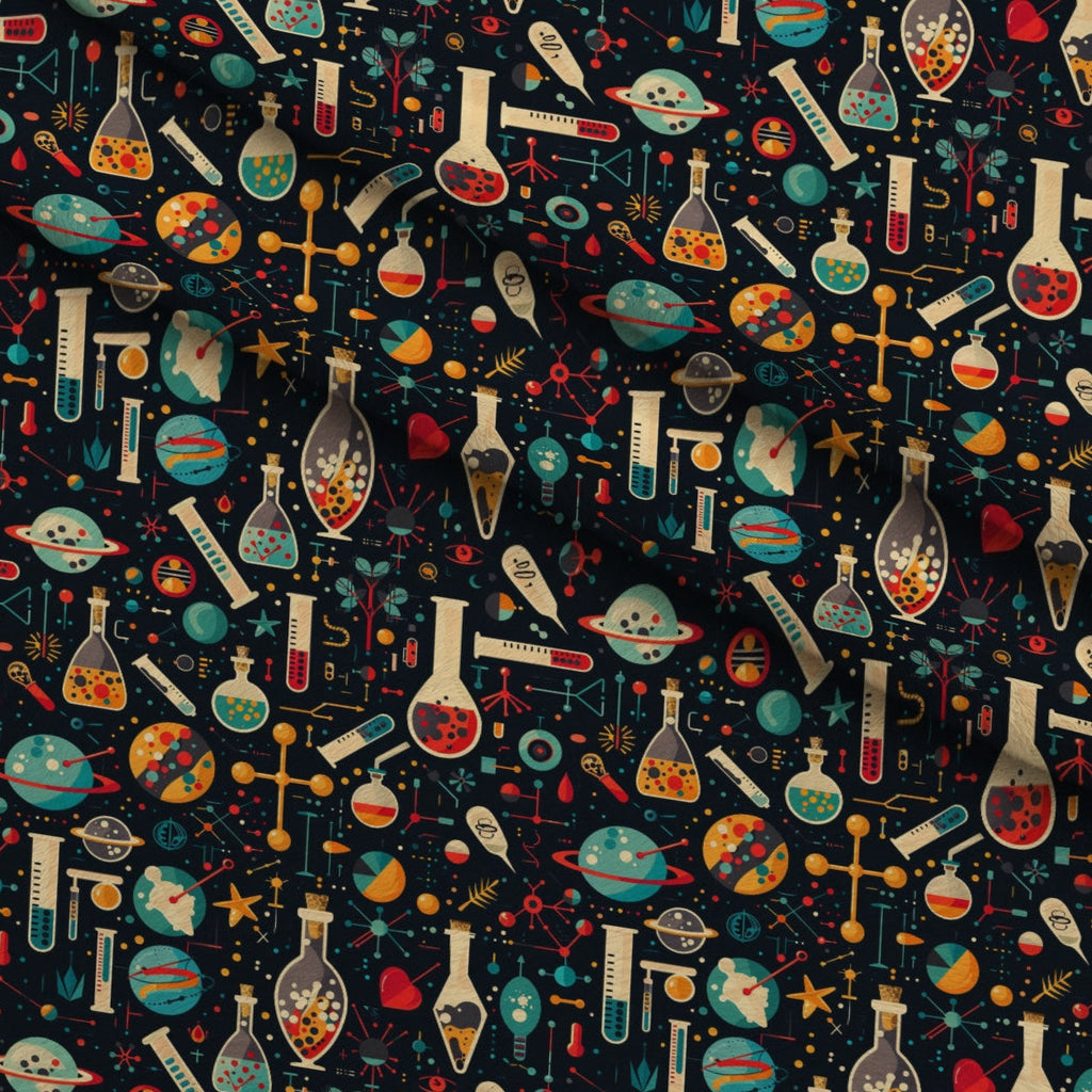 Retro Lab Pattern 18 Fleece Fabric — fleece fabric folded close-up preview (mv-fleece-v1:lying)