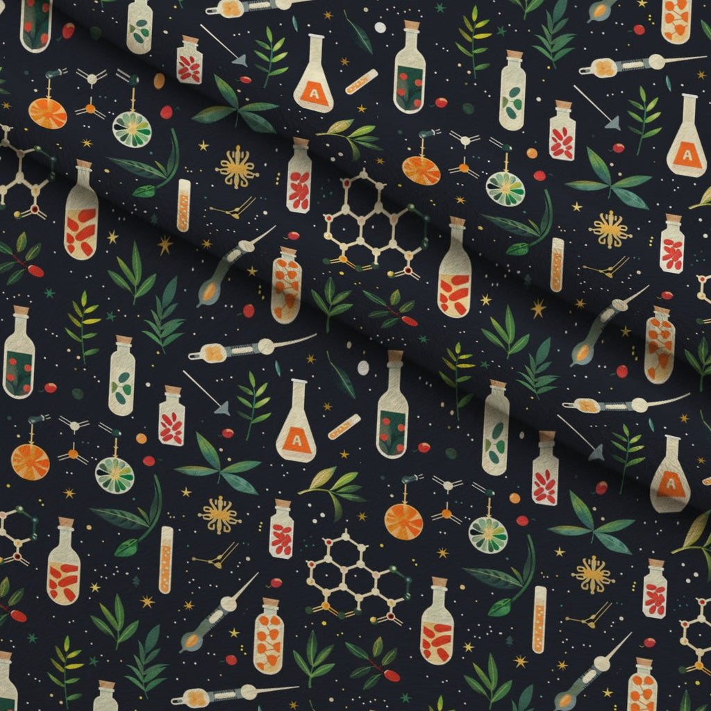 Retro Lab Pattern 19 Fleece Fabric — fleece fabric folded close-up preview (mv-fleece-v1:lying)