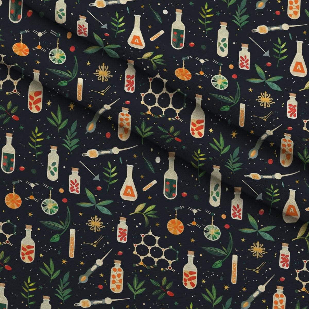 Retro Lab Pattern 19 Fleece Fabric — fleece fabric folded close-up preview (mv-fleece-v1:lying)