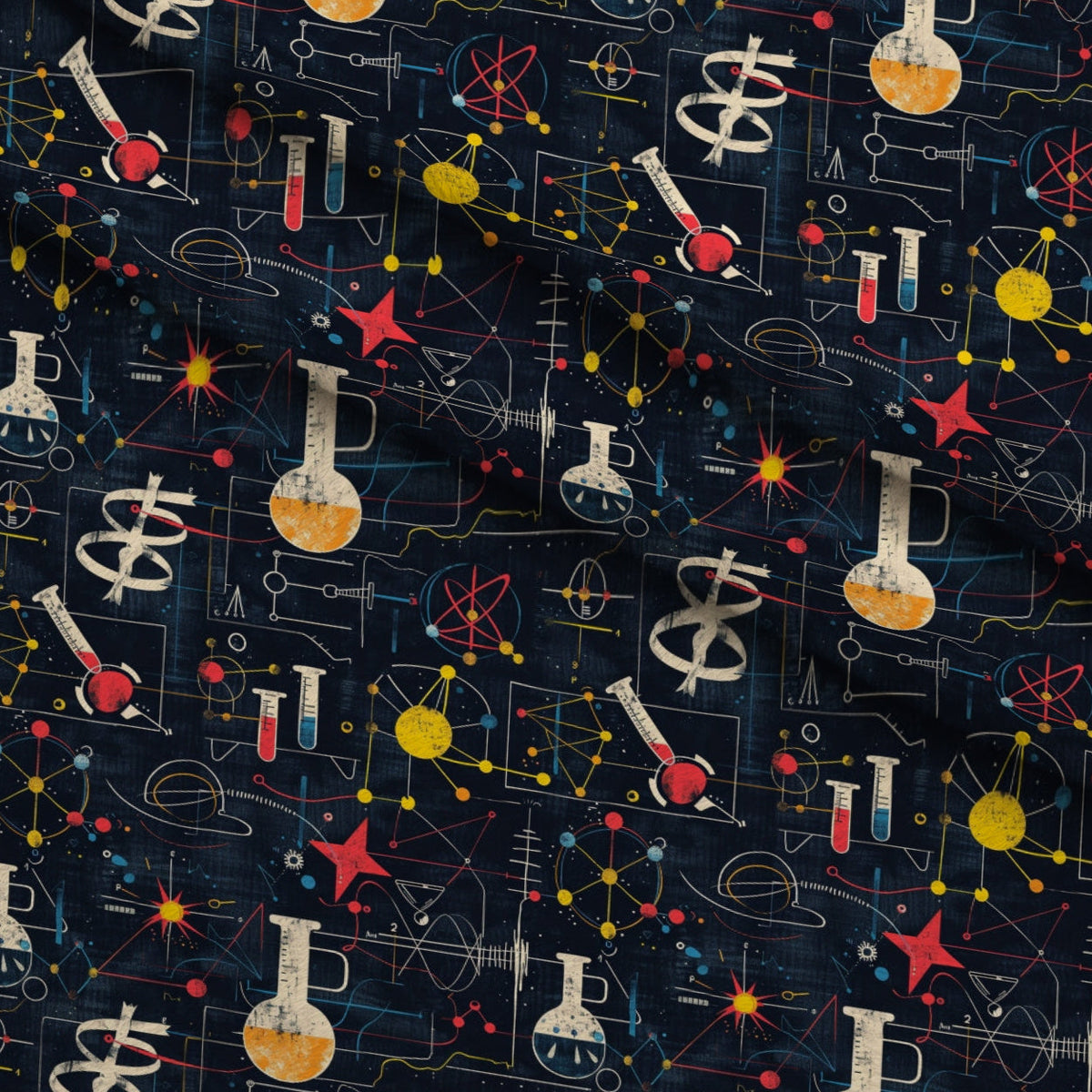 Retro Lab Pattern 2 Fleece Fabric — fleece fabric folded close-up preview (mv-fleece-v1:lying)