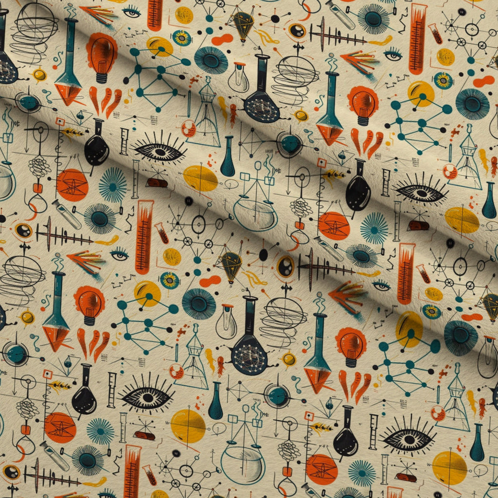 Retro Lab Pattern 22 Fleece Fabric — fleece fabric folded close-up preview (mv-fleece-v1:lying)