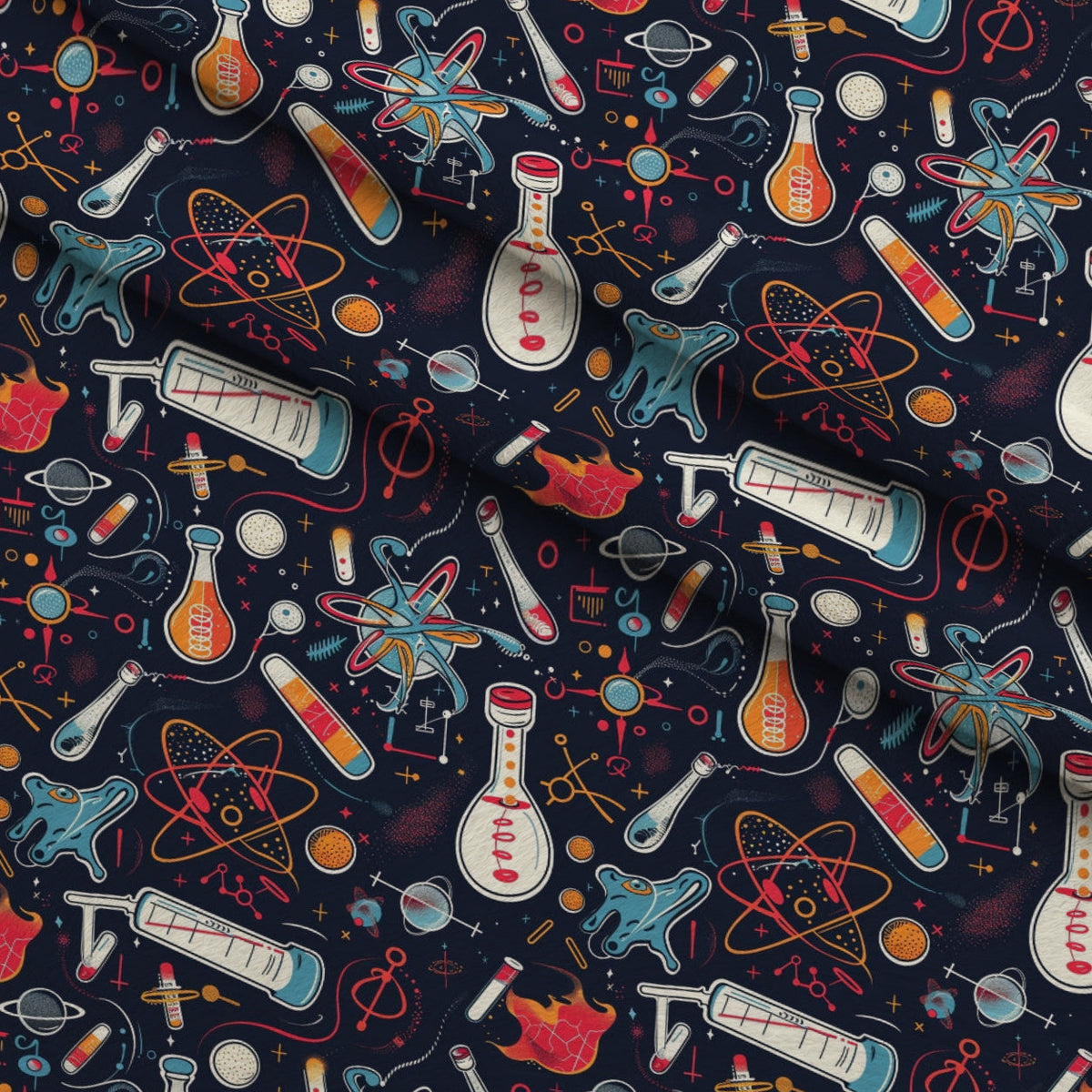 Retro Lab Pattern 23 Fleece Fabric — fleece fabric folded close-up preview (mv-fleece-v1:lying)