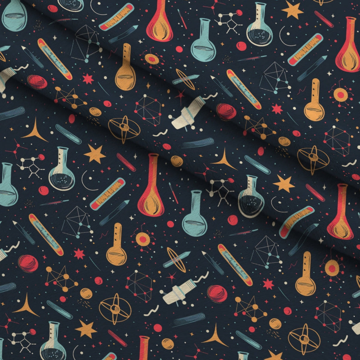 Retro Lab Pattern 4 Fleece Fabric — fleece fabric folded close-up preview (mv-fleece-v1:lying)