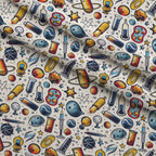 Retro Lab Pattern 5 Fleece Fabric — fleece fabric folded close-up preview (mv-fleece-v1:lying)