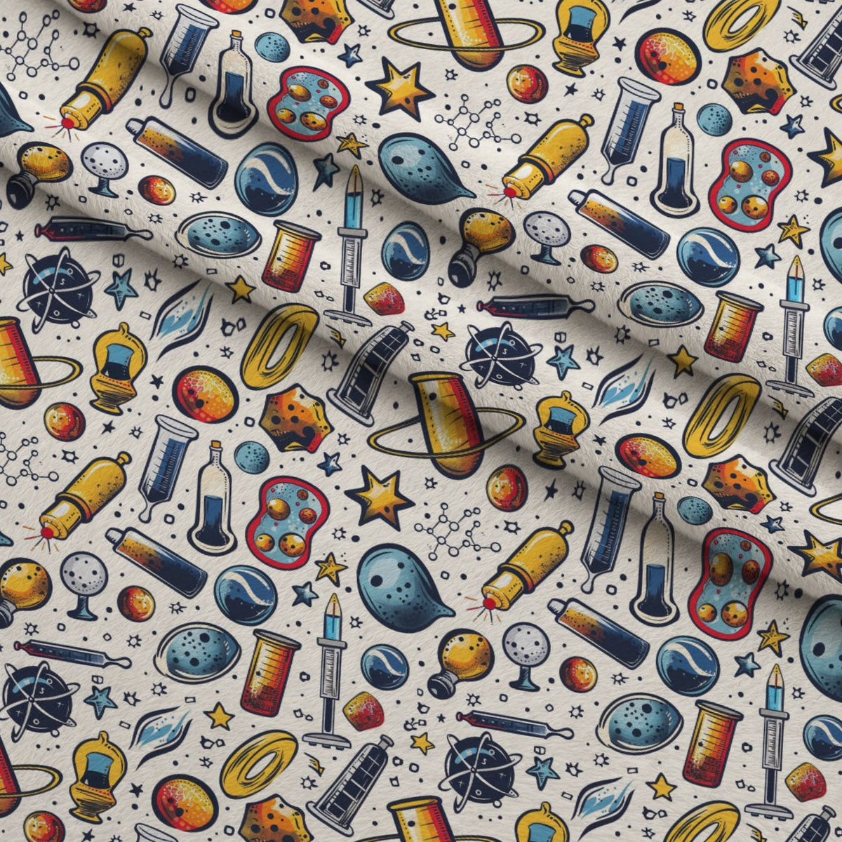 Retro Lab Pattern 5 Fleece Fabric — fleece fabric folded close-up preview (mv-fleece-v1:lying)