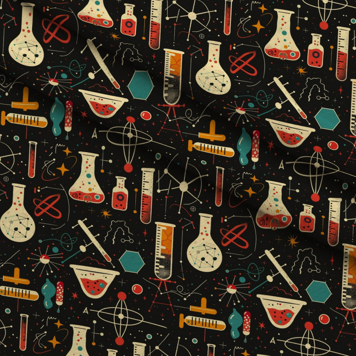Retro Lab Pattern 6 Fleece Fabric — fleece fabric folded close-up preview (mv-fleece-v1:lying)