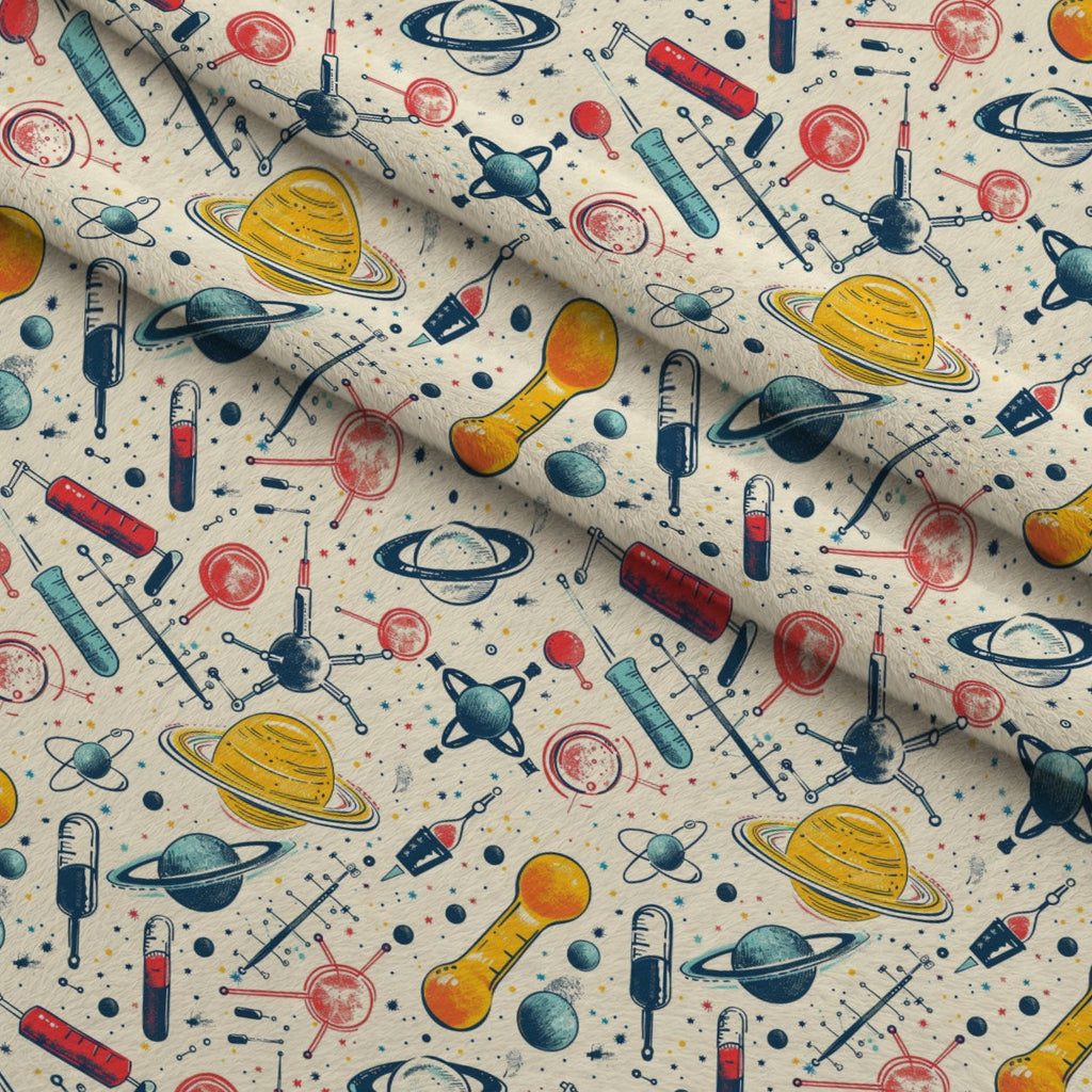 Retro Lab Pattern 7 Fleece Fabric — fleece fabric folded close-up preview (mv-fleece-v1:lying)