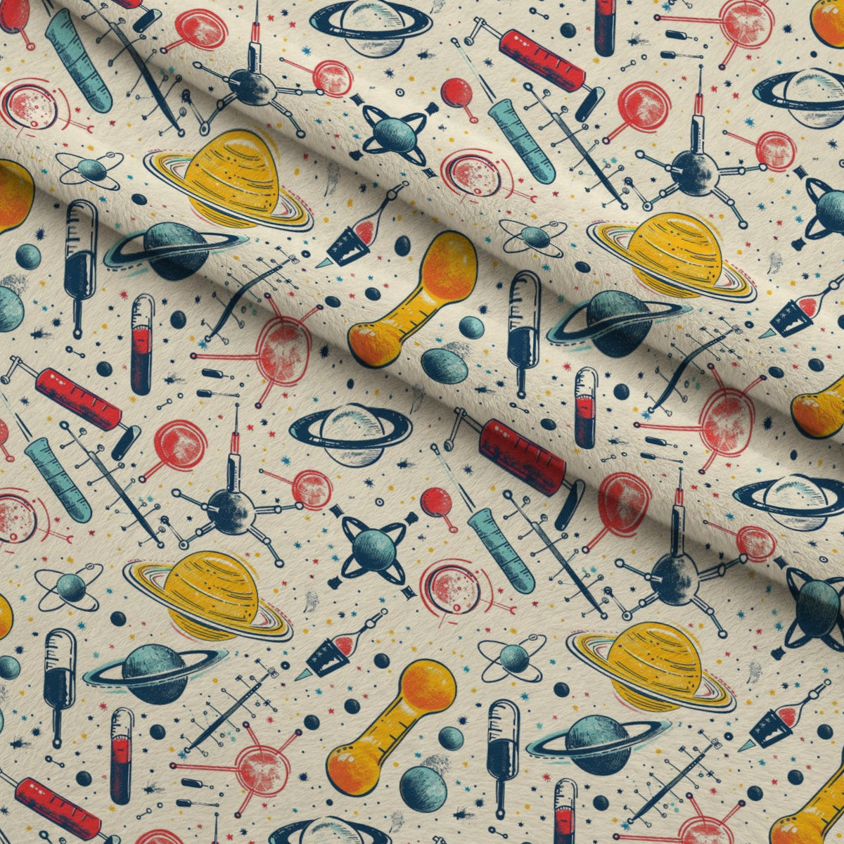 Retro Lab Pattern 7 Fleece Fabric — fleece fabric folded close-up preview (mv-fleece-v1:lying)
