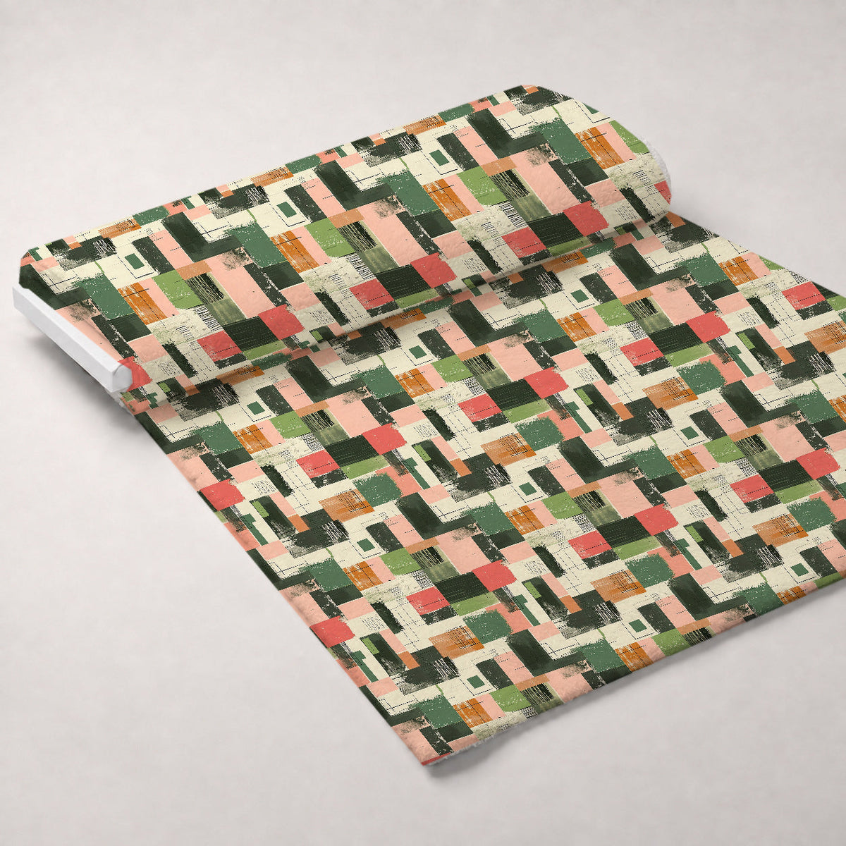 Retro Mod Collage Pattern 10 Fleece Fabric — fleece fabric unrolled bolt preview (mv-fleece-v1:bolt)