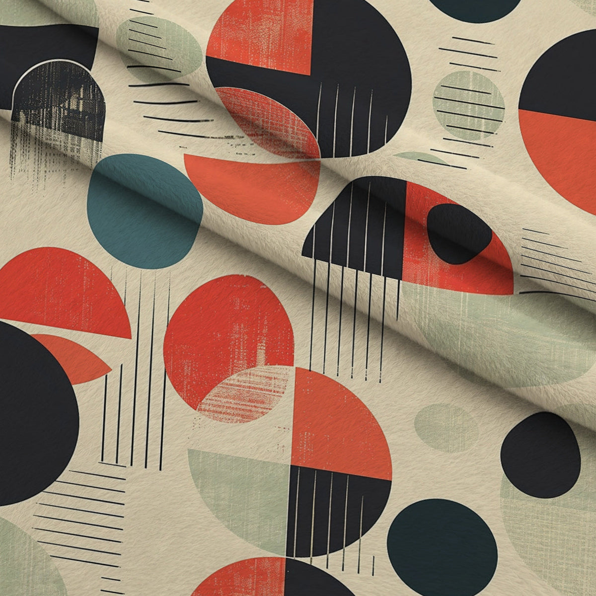 Retro Mod Collage Pattern 3 Fleece Fabric — fleece fabric folded close-up preview (mv-fleece-v1:lying)