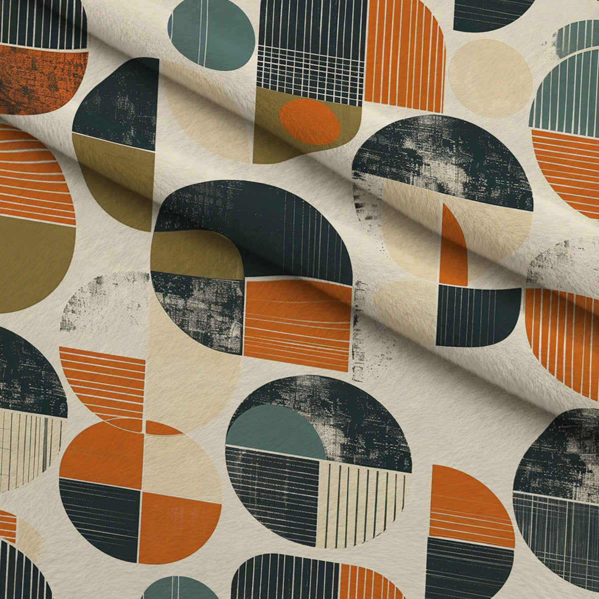 Retro Mod Collage Pattern 4 Fleece Fabric — fleece fabric folded close-up preview (mv-fleece-v1:lying)