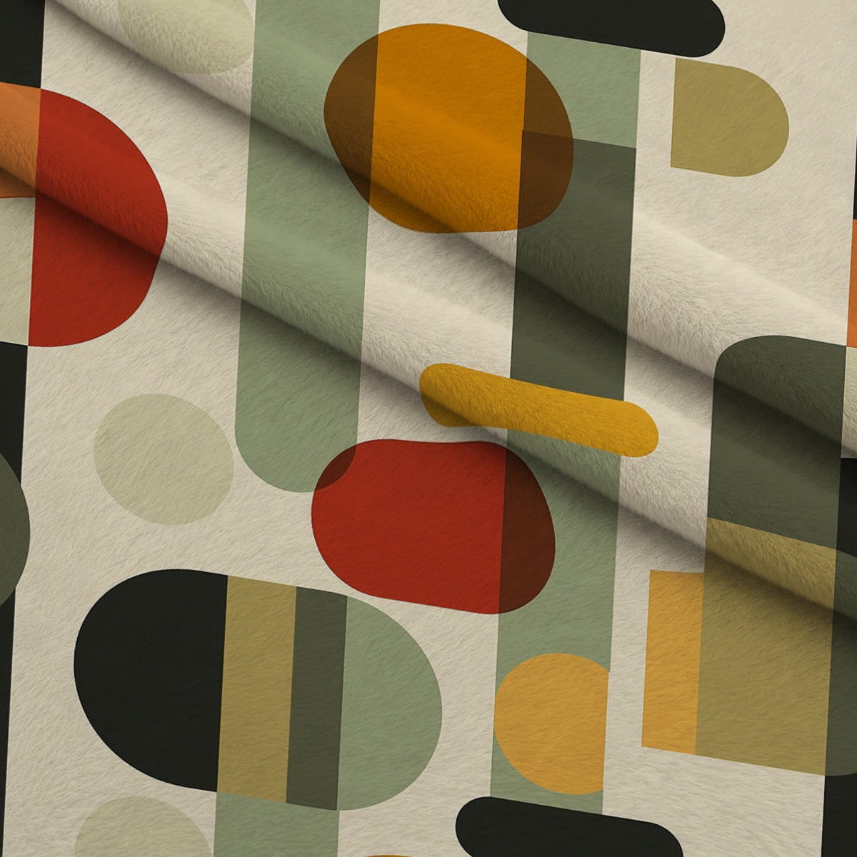Retro Mod Collage Pattern 7 Fleece Fabric — fleece fabric folded close-up preview (mv-fleece-v1:lying)