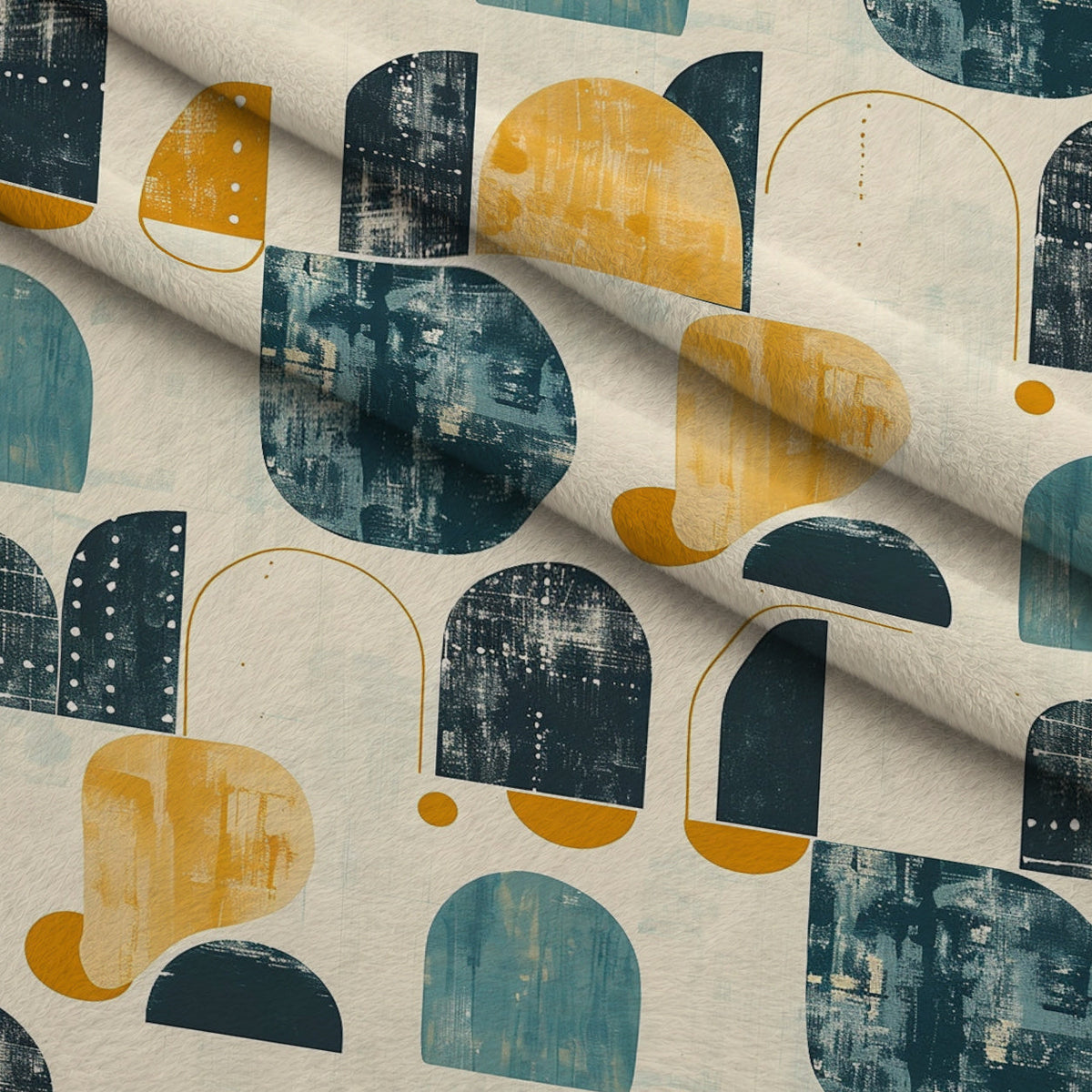 Retro Mod Collage Pattern 8 Fleece Fabric — fleece fabric folded close-up preview (mv-fleece-v1:lying)