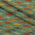 Retro Rides Pattern 1 Fleece Fabric — fleece fabric folded close-up preview (mv-fleece-v1:lying)