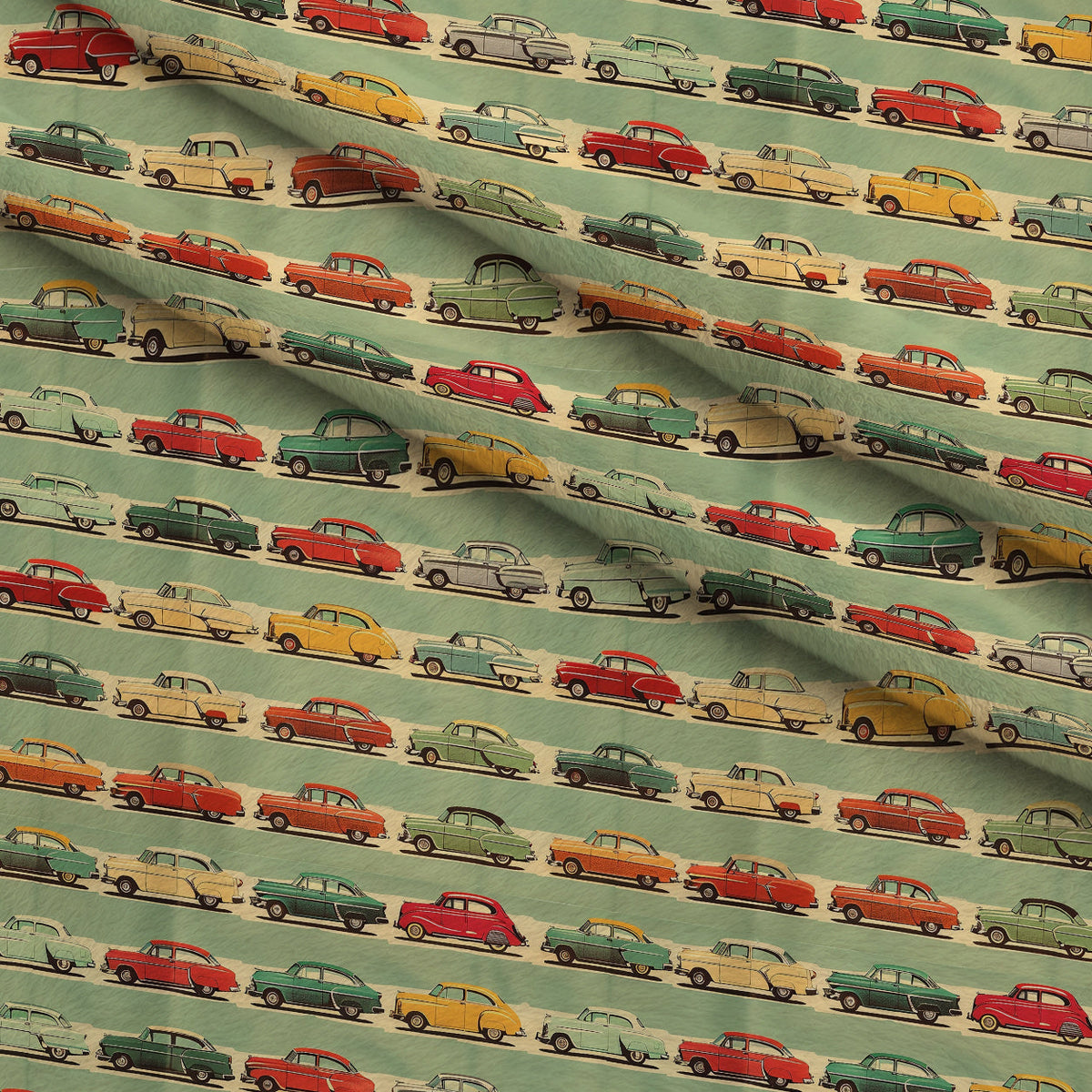 Retro Rides Pattern 4 Fleece Fabric — fleece fabric folded close-up preview (mv-fleece-v1:lying)
