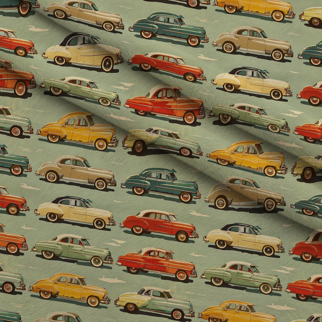 Retro Rides Pattern 6 Fleece Fabric — fleece fabric folded close-up preview (mv-fleece-v1:lying)