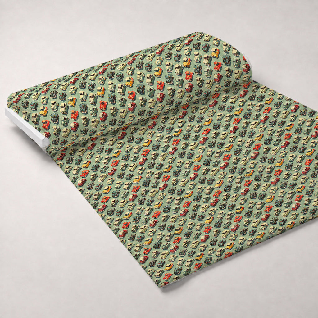 Retro Rides Pattern 7 Fleece Fabric — fleece fabric unrolled bolt preview (mv-fleece-v1:bolt)