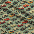 Retro Rides Pattern 7 Fleece Fabric — fleece fabric folded close-up preview (mv-fleece-v1:lying)