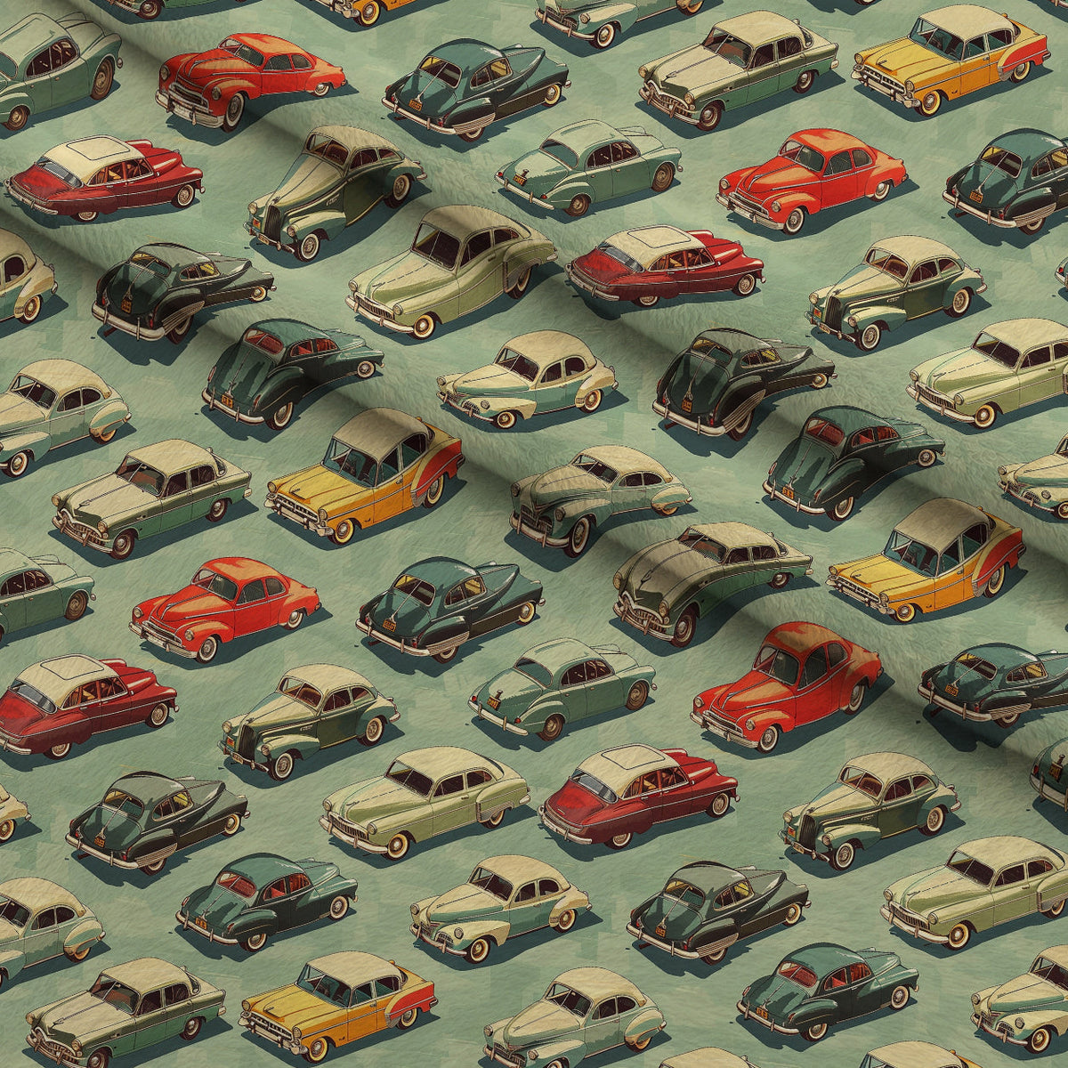 Retro Rides Pattern 7 Fleece Fabric — fleece fabric folded close-up preview (mv-fleece-v1:lying)