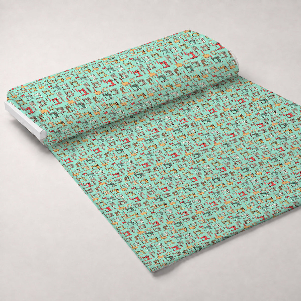 Retro Stitchery Pattern 1 Fleece Fabric — fleece fabric unrolled bolt preview (mv-fleece-v1:bolt)