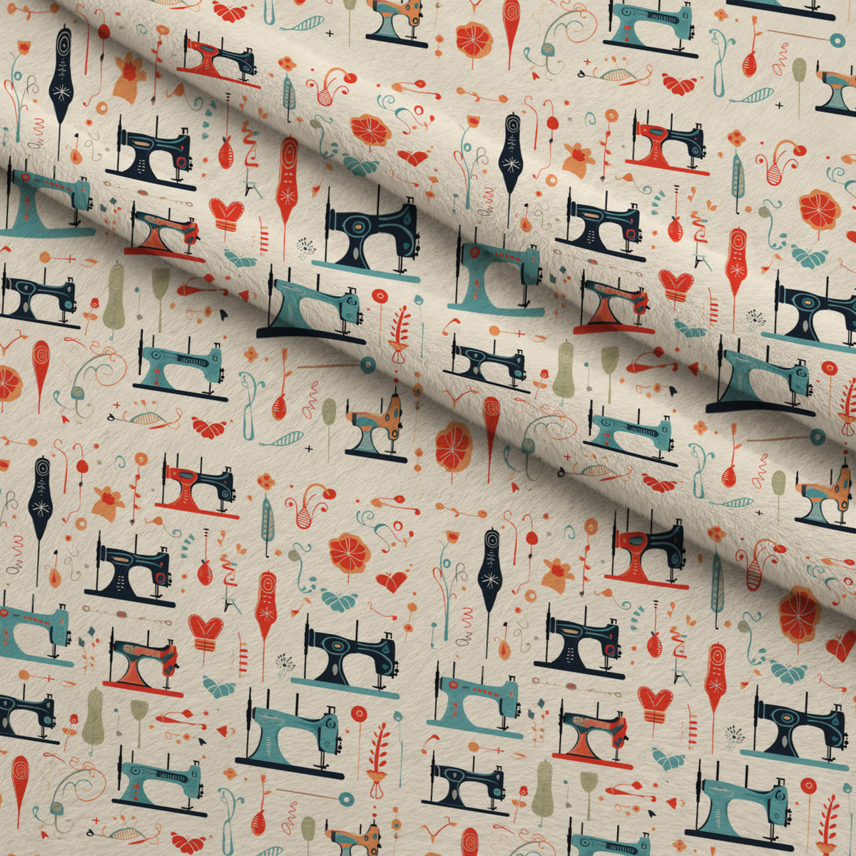 Retro Stitchery Pattern 4 Fleece Fabric — fleece fabric folded close-up preview (mv-fleece-v1:lying)