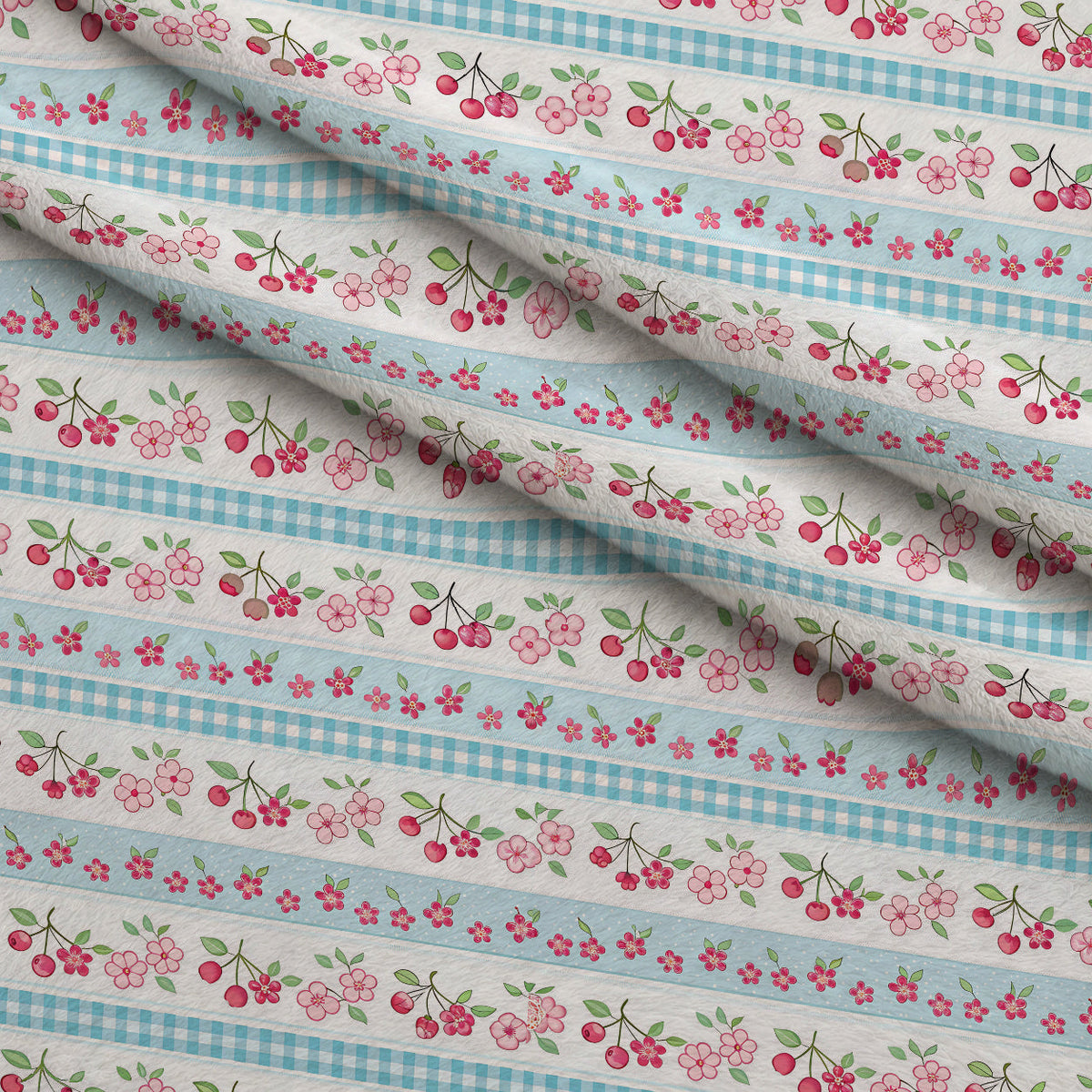 Ribbon Orchard Pattern 12 Fleece Fabric — fleece fabric folded close-up preview (mv-fleece-v1:lying)